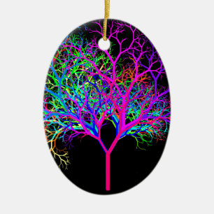 Fantastischer Neonbaum Keramik Ornament