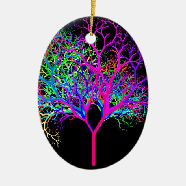Fantastischer Neonbaum Keramik Ornament (Vorne)