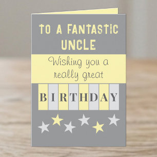 Fantastischer Onkel grau gelber Geburtstag Karte