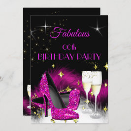 Fantastischer Party Glitzer Hot Pink Champagne Einladung