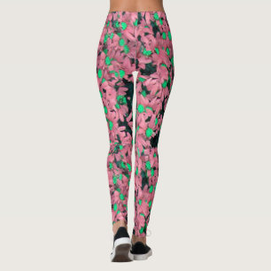 Fantastischer rosa und grüner Blumenprint Leggings