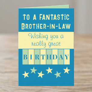 Fantastischer Schwager blaue gelbe Geburtstag Karte