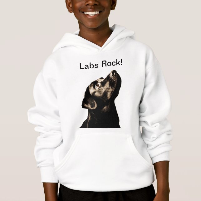 Fantastischer schwarzer Labrador-Retriever Hoodie (Vorderseite)