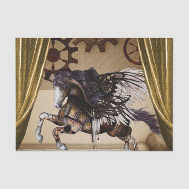 Fantastischer steampunk Unicorn Seidenpapier (Vorderseite)