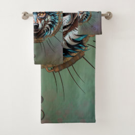 Fantastischer Steampunkwolf. Badhandtuch Set