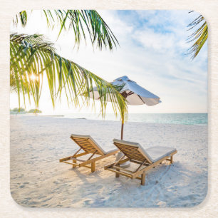 Fantastischer Strand-Sonnenuntergang Rechteckiger Pappuntersetzer