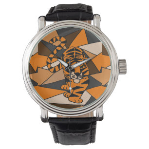 Fantastischer Tiger-abstrakte Kunst-Uhr Armbanduhr