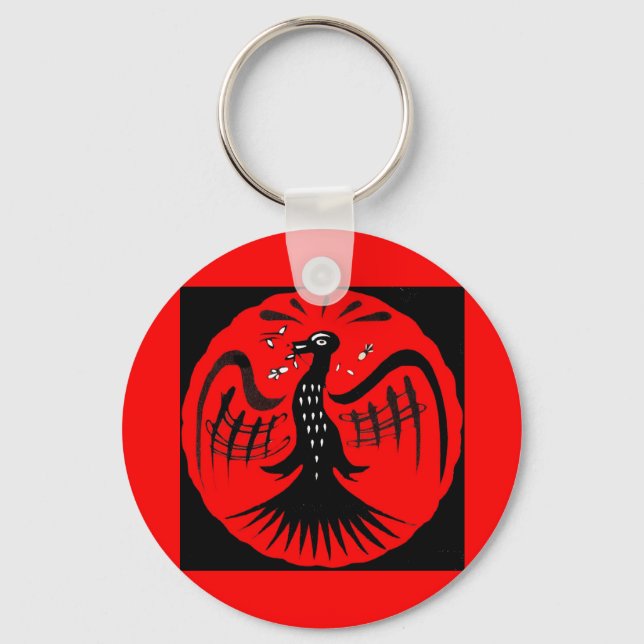 fantastischer Vogel-Volkskunst Schlüsselanhänger (Vorderseite)