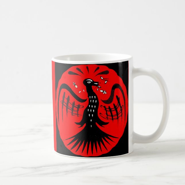 fantastischer Vogel-Volkskunst Tasse (Rechts)