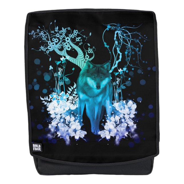 Fantastischer Wolf Rucksack (Vorderseite)