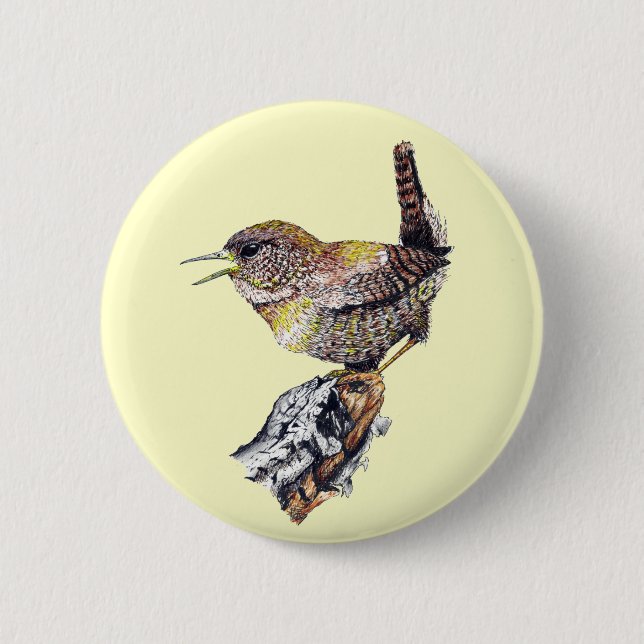 Fantastischer Zaunkönig-Knopf Button (Vorderseite)