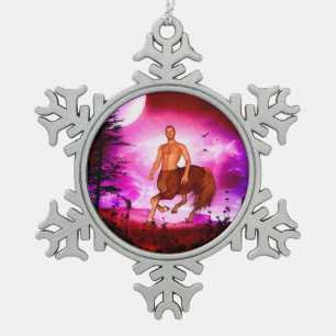 Fantastischer Zentaur Schneeflocken Zinn-Ornament