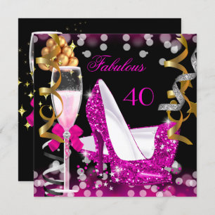 Fantastisches 40 Hot Pink Gold Bubbles Glitzer Par Einladung