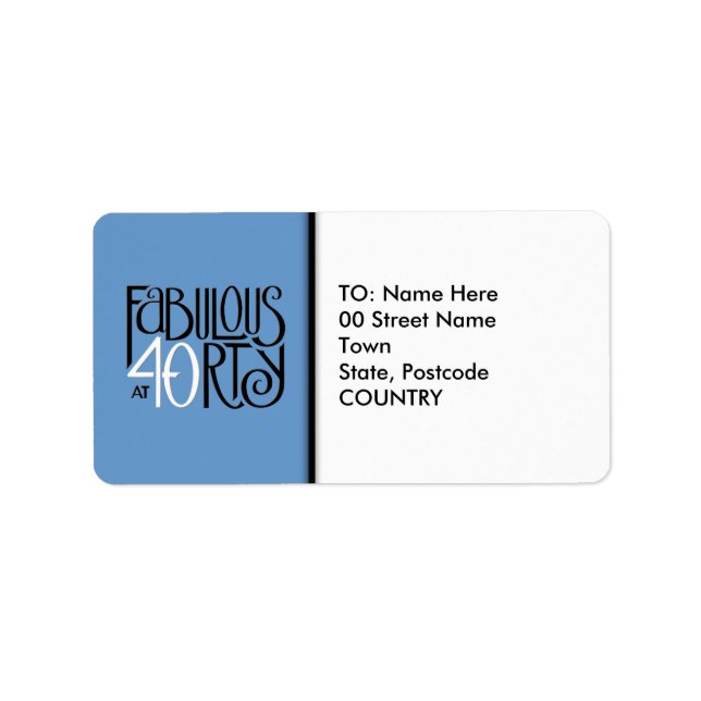 Fantastisches 40 Schwarz-weiß blaues Adresslabel Adressaufkleber (Vorne)