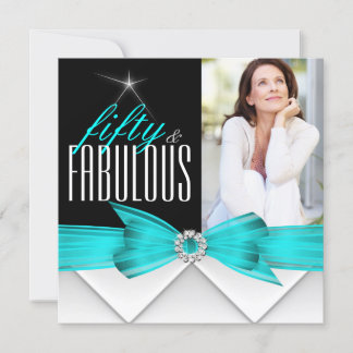 Fantastisches 50 Aquamarines Schwarzes Foto Elegan Einladung
