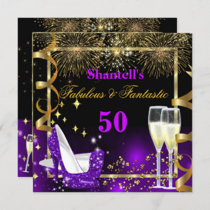Fantastisches 50 Fantastisches Lila Gold Party Einladung