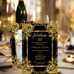 Fantastisches 50 Foto schwarzes Gold Pearl Party Einladung<br><div class="desc">Foto Elite schwarz Golden 50. Geburtstag Party Gold, White Elegant und Verzierte Einladung. Eleganter Perlenspitzen-Damast-Rahmen. Jedes Alter Geburtstag. Passen Sie Ihre persönlichen Daten und Ihr Alter an. Vorlage für jedes Alter Geburtstag, Sweet 16, 16, Quinceanera 15., 18., 20., 21., 30., 40., 50., 60., 70., 80., 90., 100., Fabulous product for...</div>