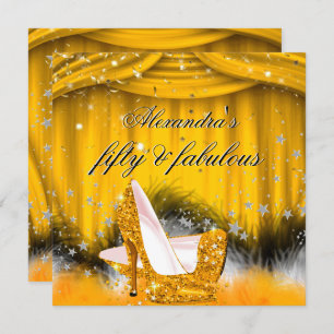 Fantastisches 50 Orange Gold High Heels Feather Pa Einladung