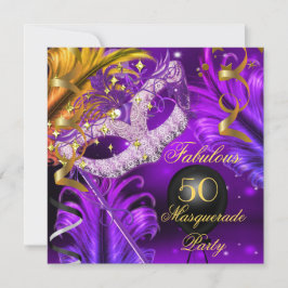 Fantastisches Birthday Lila Gold Masquerade Party Einladung