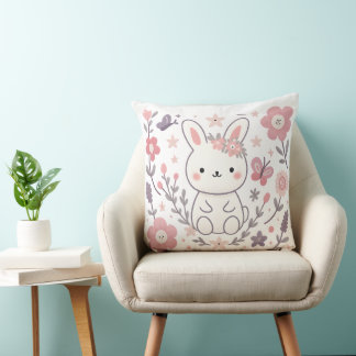 Fantastisches Bunny-Blumen-Dekokissen Kissen