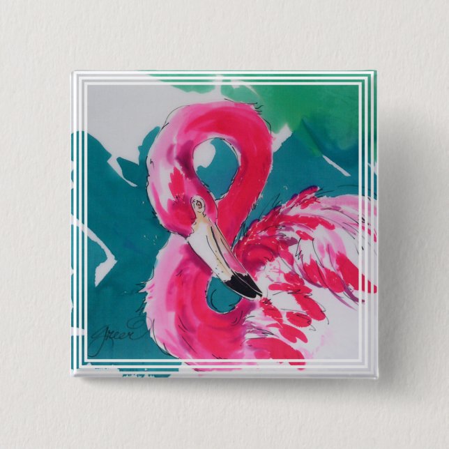 Fantastisches Button Flamingo Art (Vorderseite)