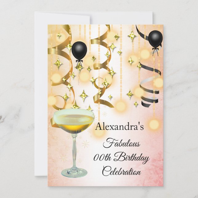 Fantastisches Champagner Gold Pink Lights Party Save The Date (Vorderseite)