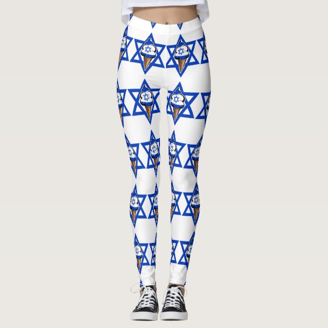 Fantastisches Eis unter israelischer Flagge Leggings (Vorderseite)