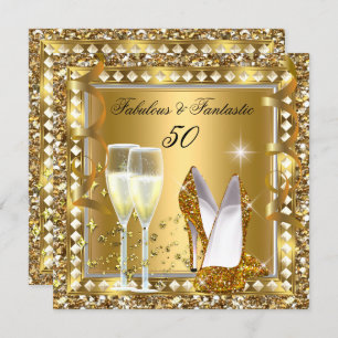 Fantastisches Gold Glam Silberner Geburtstag Einladung