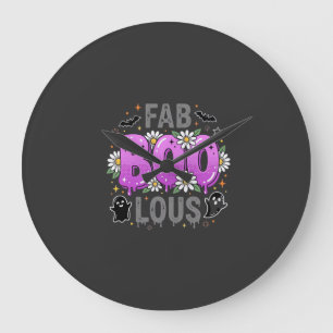 Fantastisches Halloween-Geister-Design_1 Große Wanduhr