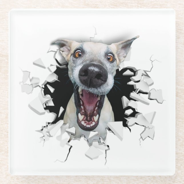 Fantastisches Hundegesicht Glasuntersetzer (Vorderseite)