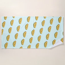 Fantastisches Kawaii lächelndes Taco-Muster Strandtuch