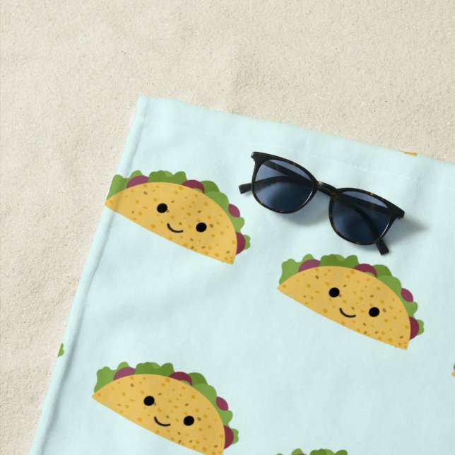 Fantastisches Kawaii lächelndes Taco-Muster Strandtuch (Beispiel)