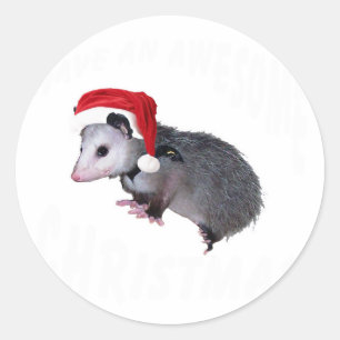 Fantastisches Opossum-Weihnachten Runder Aufkleber