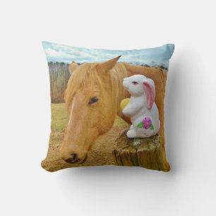 Fantastisches Pferd & Osterfrühling Blume Bunny Kissen