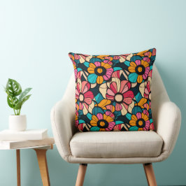 Fantastisches Retro-Muster in Berry & Orange Kissen