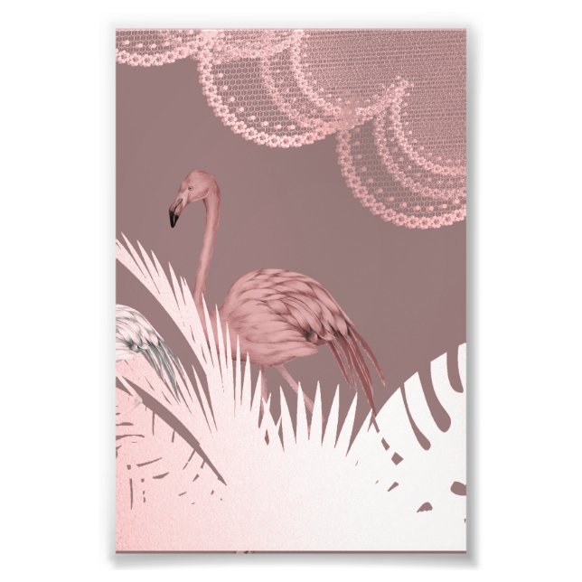 Fantastisches Rosa-Flamingo-Plakat im tropischen W Fotodruck (Vorne)