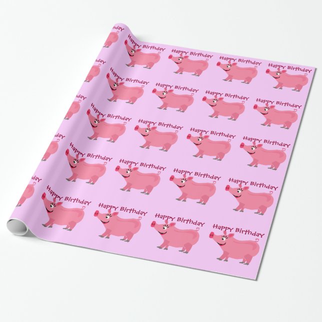 Fantastisches rosa Schwein-tragende Geschenkpapier (Ungerollt)