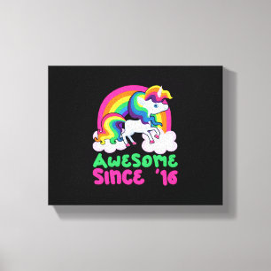 Fantastisches Seit 2016 Einhorn Leinwanddruck