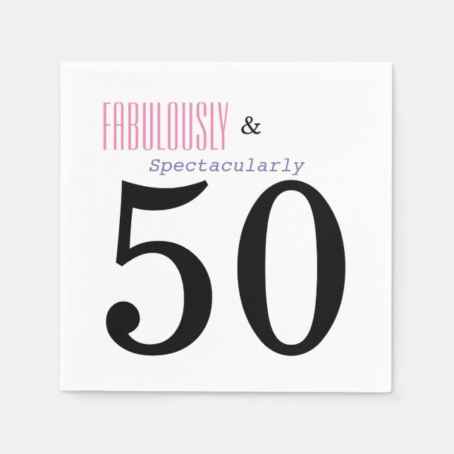 Fantastisches und fünfziges Geburtstagsparty-Papie Serviette (Vorderseite)