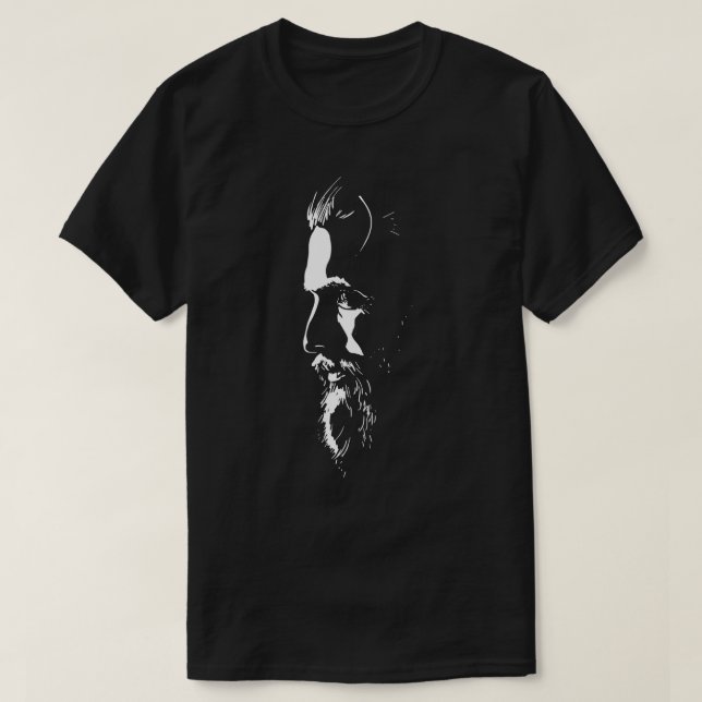 Fantastisches und mysteriöses Manngesicht mit Bart T-Shirt (Design vorne)