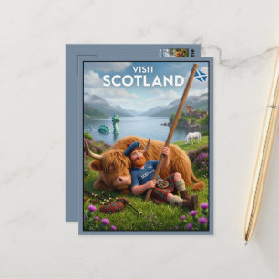 Fantastisches Visit Scotland 3D Nessie, Einhorn Postkarte