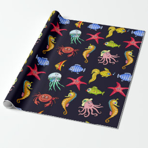 Fantastisches Wassermuster mit herrlich orangefarb Geschenkpapier