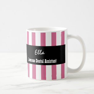 Fantastisches Zahnarzthelfer ROSA-WEISS Stripes Tasse