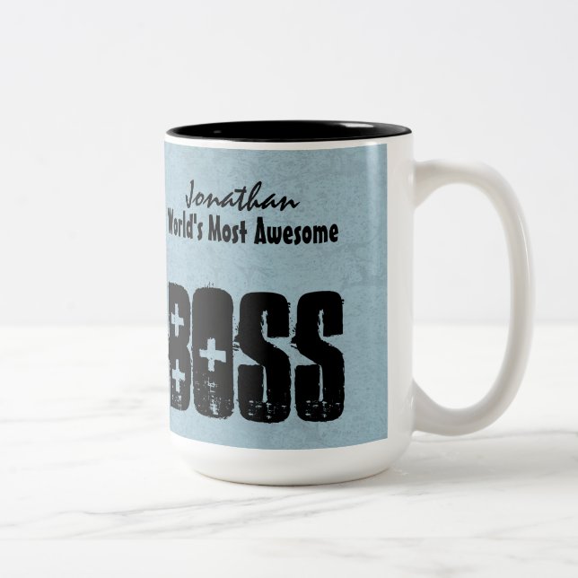 Fantastischste CHEF der Welt der blauer Grunge V12 Zweifarbige Tasse (Rechts)