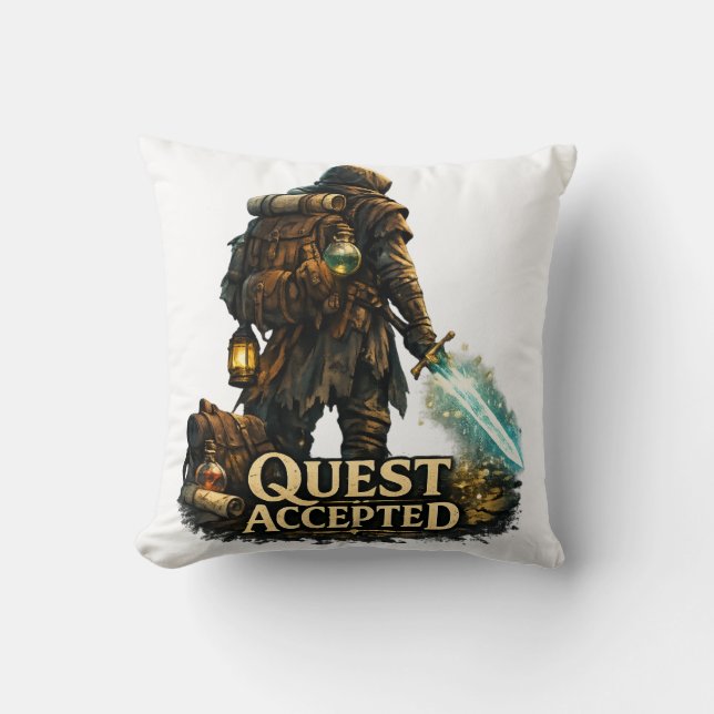 Fantasy-Abenteurer Quest Accepted Kissen (Vorderseite)