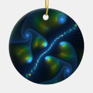 Fantasy Abstrakt Blue Green Yellow Fraktal Art Keramik Ornament