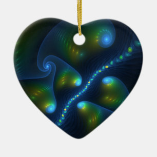 Fantasy Abstrakt Blue Green Yellow Fraktal Art Keramik Ornament