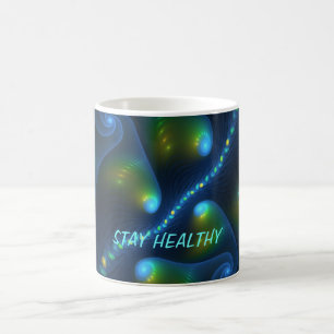 Fantasy Abstrakt Blue Green Yellow Fraktal Text Kaffeetasse