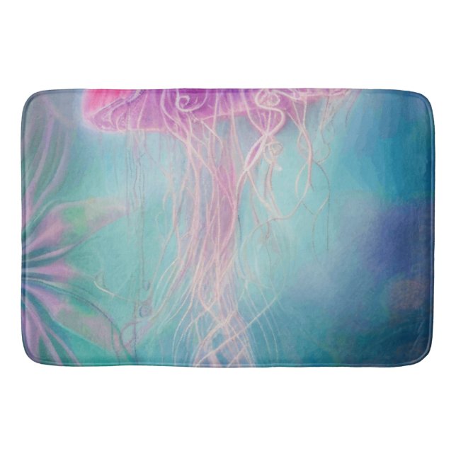 Fantasy Abstrakt rosa Qualle im Ozean Badematte (Vorderseite)