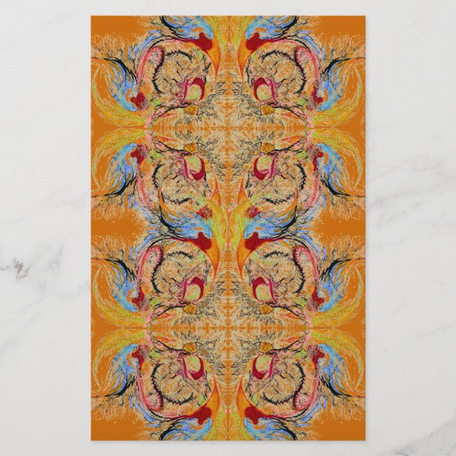 Fantasy Abstrakt Scrapbook Handschuhpapier Orange Briefpapier (Vorderseite)